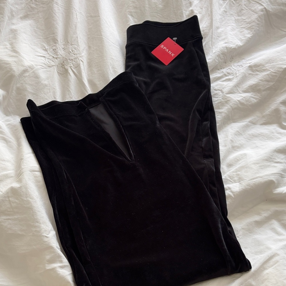 SPANX Black Velvet High-Waist Leggings